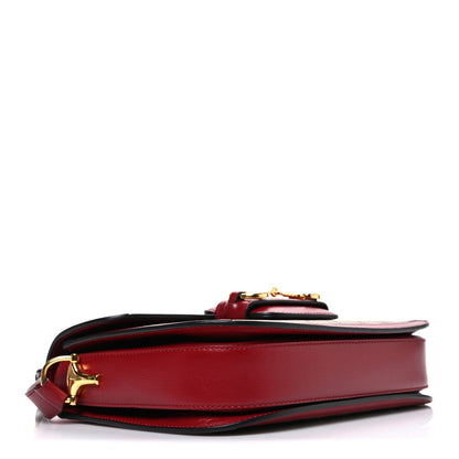Gucci GG Supreme Monogram Azalea Calfskin Horsebit 1955 Shoulder Bag Beige Ebony New Cherry Red