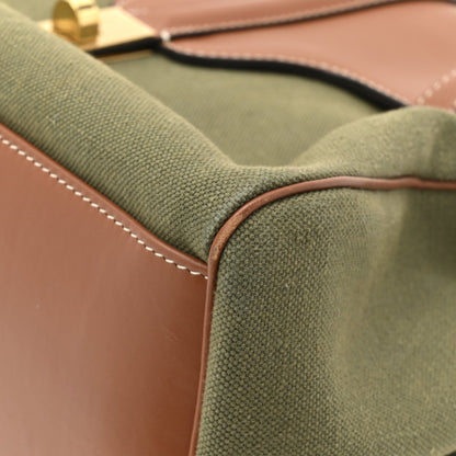 Celine Canvas Calfskin Medium Soft 16 Top Handle Bag Khaki Tan