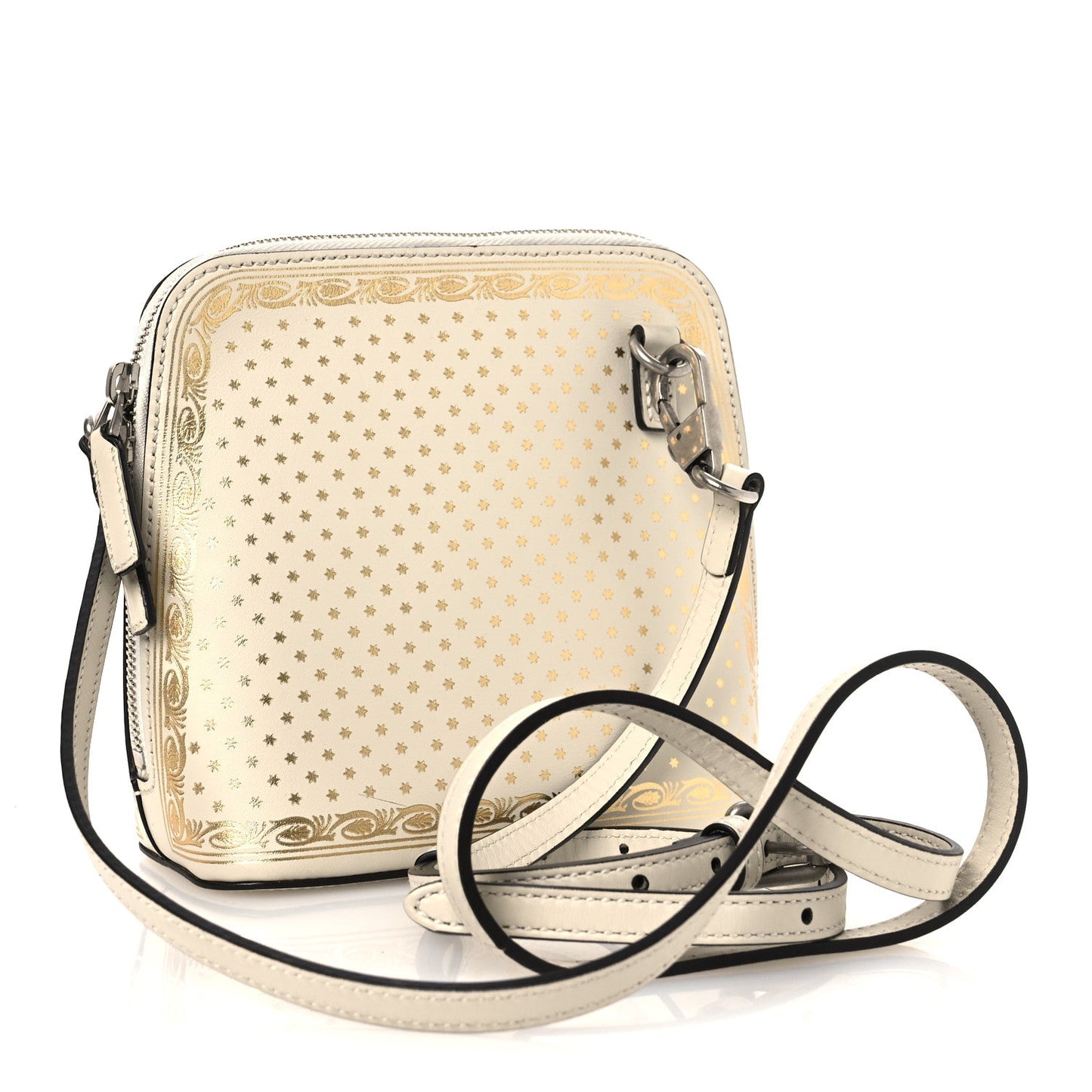 Gucci X SEGA Calfskin GUCCY Stars Mini Dome Shoulder Bag Mystic White Gold