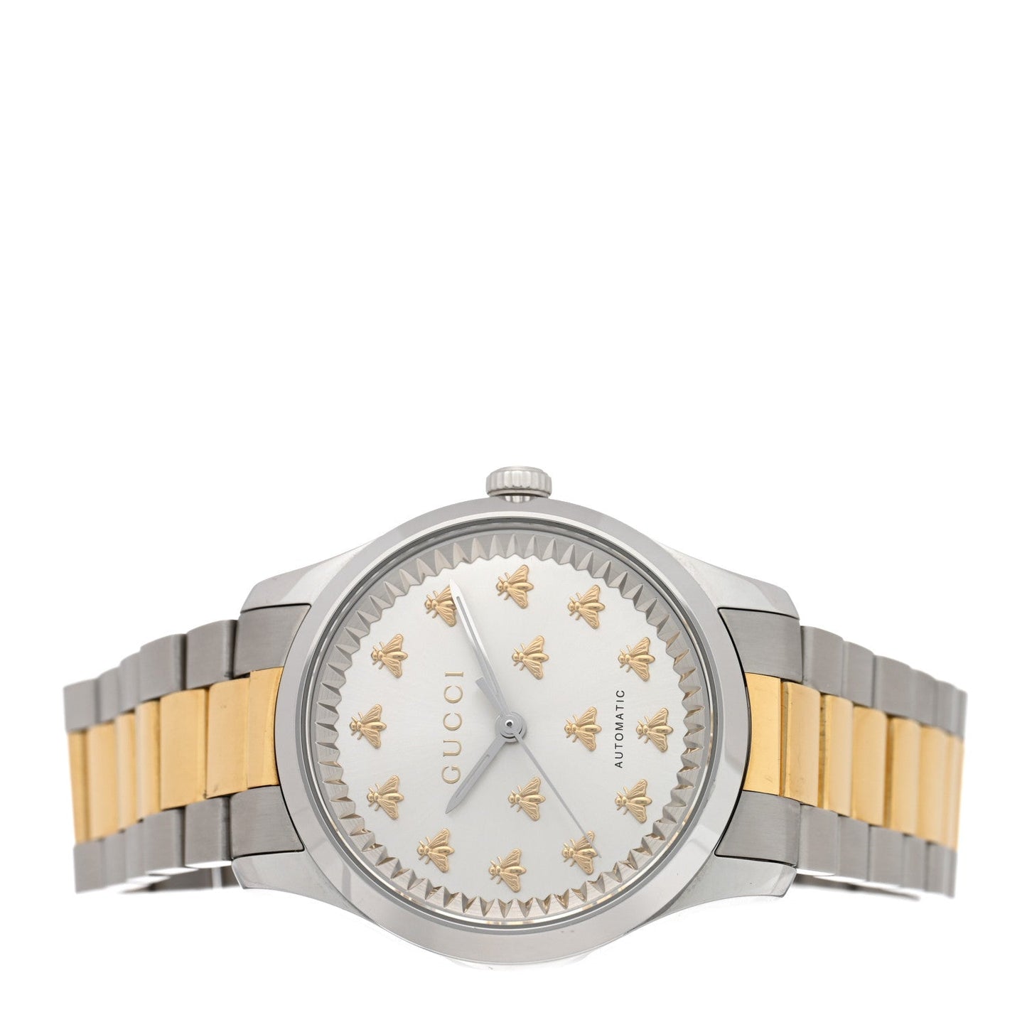 Gucci Stainless Steel 38mm G-Timeless Two Tone Bee Automatic Watch Silver