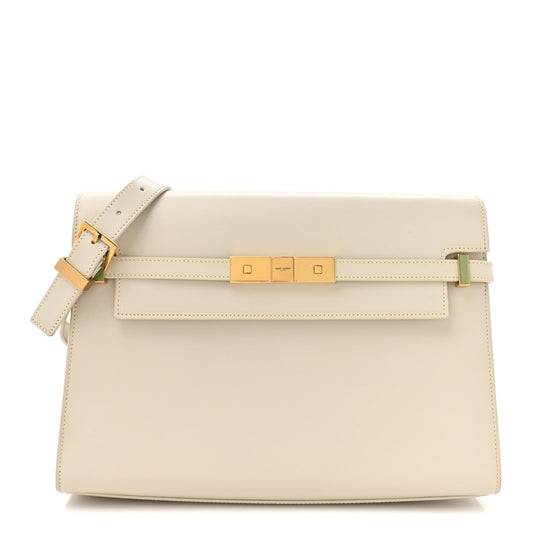 Saint Laurent Smooth Calfskin Manhattan Shoulder Bag Crema Soft