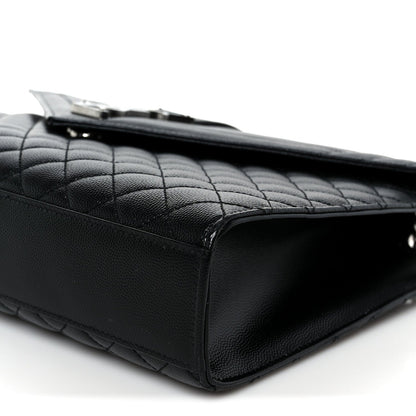 Saint Laurent Grain De Poudre Textured Mixed Matelasse Large Triquilt Monogram Satchel Black