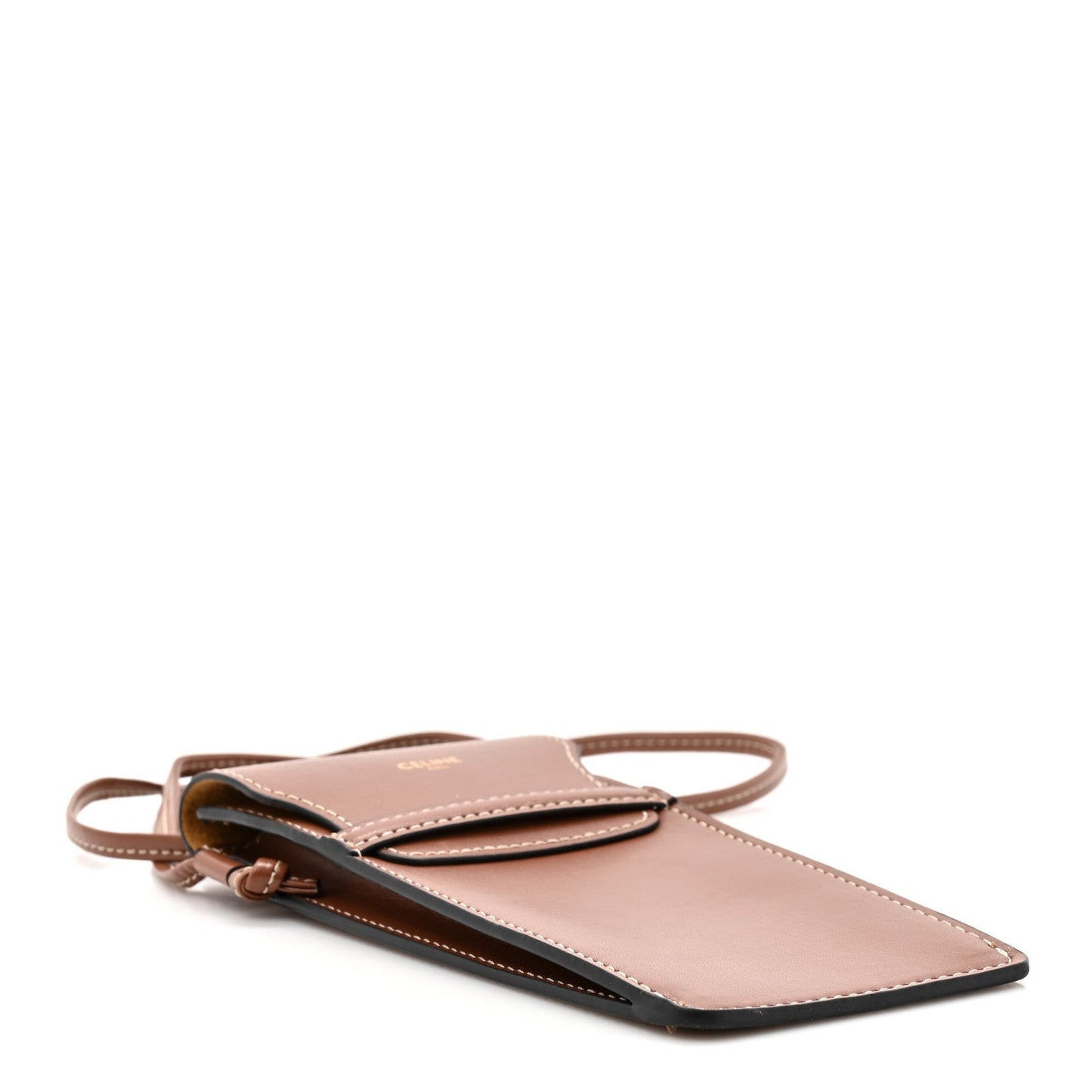 Celine Calfskin Phone Pouch With Flap Tan