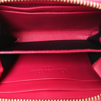 Christian Dior Lambskin Cannage Mini Lady Dior Zip Portemonnaie Fuchsia