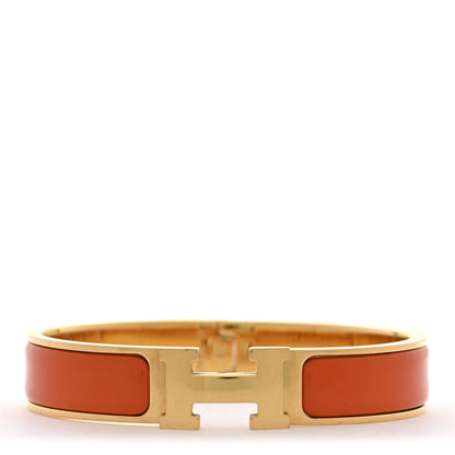 Hermes Enamel Narrow Clic Clac H Bracelet PM Orange