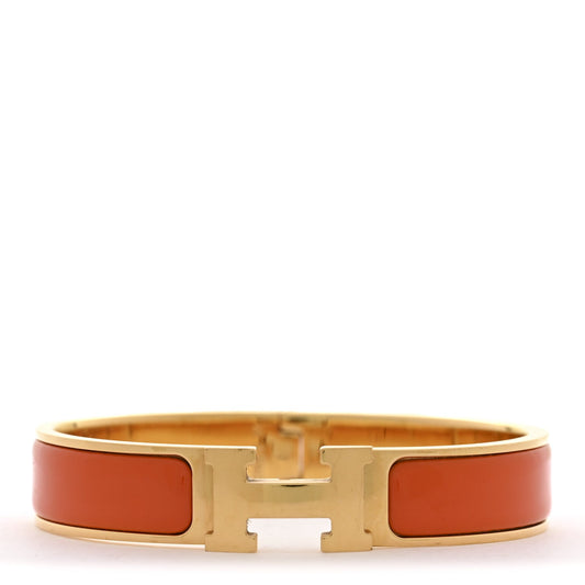 Hermes Enamel Narrow Clic Clac H Bracelet PM Orange