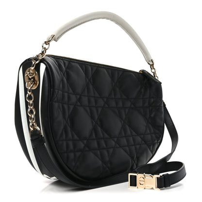 Christian Dior Lambskin Cannage Medium Dior Vibe Hobo Bag Black