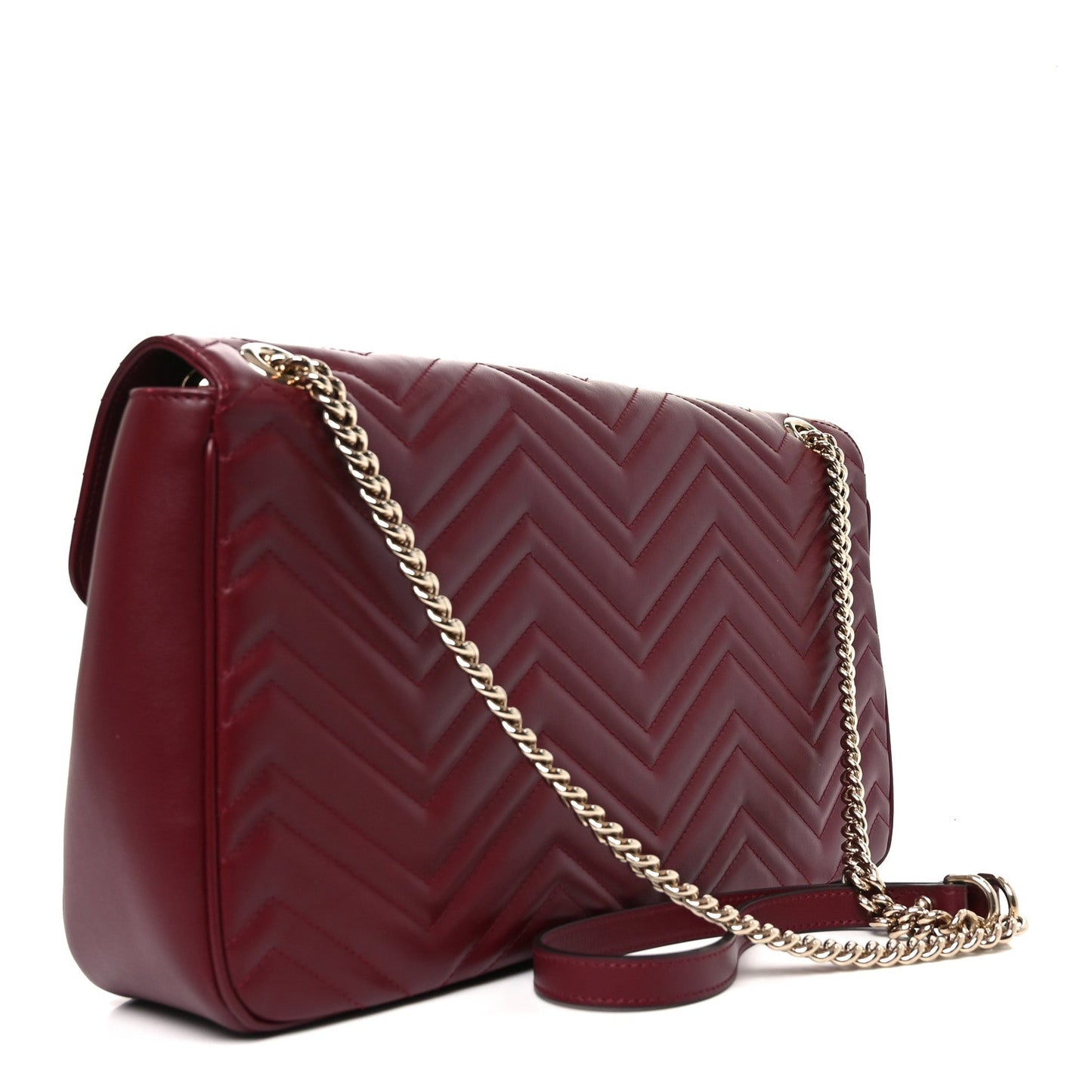 Gucci Calfskin Matelasse Large Horizontal GG Marmont Shoulder Bag Black