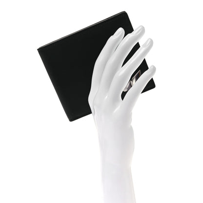 Fendi Calfskin Metal Monster Eyes Bi-fold Wallet Black