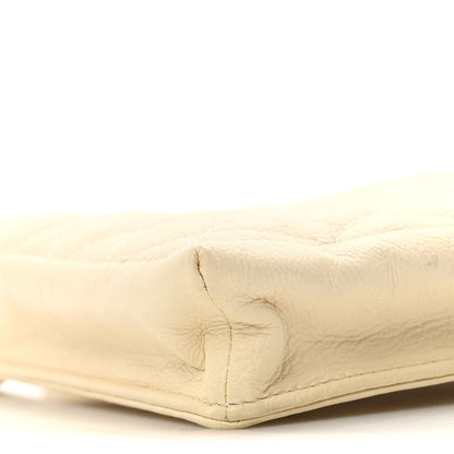Chanel Calfskin Quilted CC Waiter Clutch With Chain White