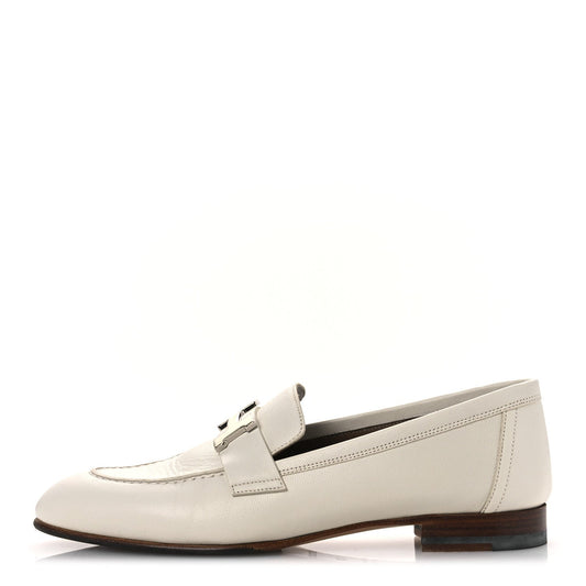 Hermes Calfskin Womens Paris Loafers 37 White