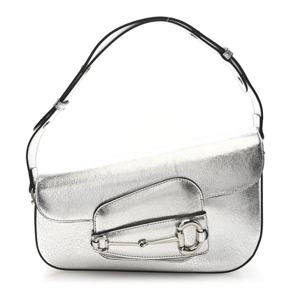 Gucci Metallic Demetra Small Horsebit 1955 Asymmetric Shoulder Bag Silver