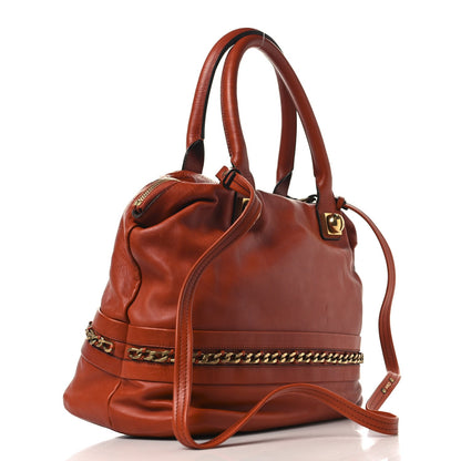 Chloe Calfskin Kira Convertible Bowler Bag Brick Red