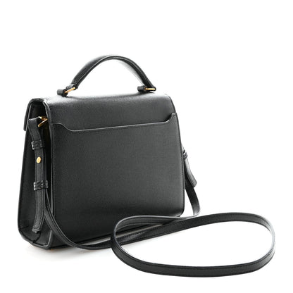 Saint Laurent Grain De Poudre Mini Classic Monogram Cassandra Top Handle Black