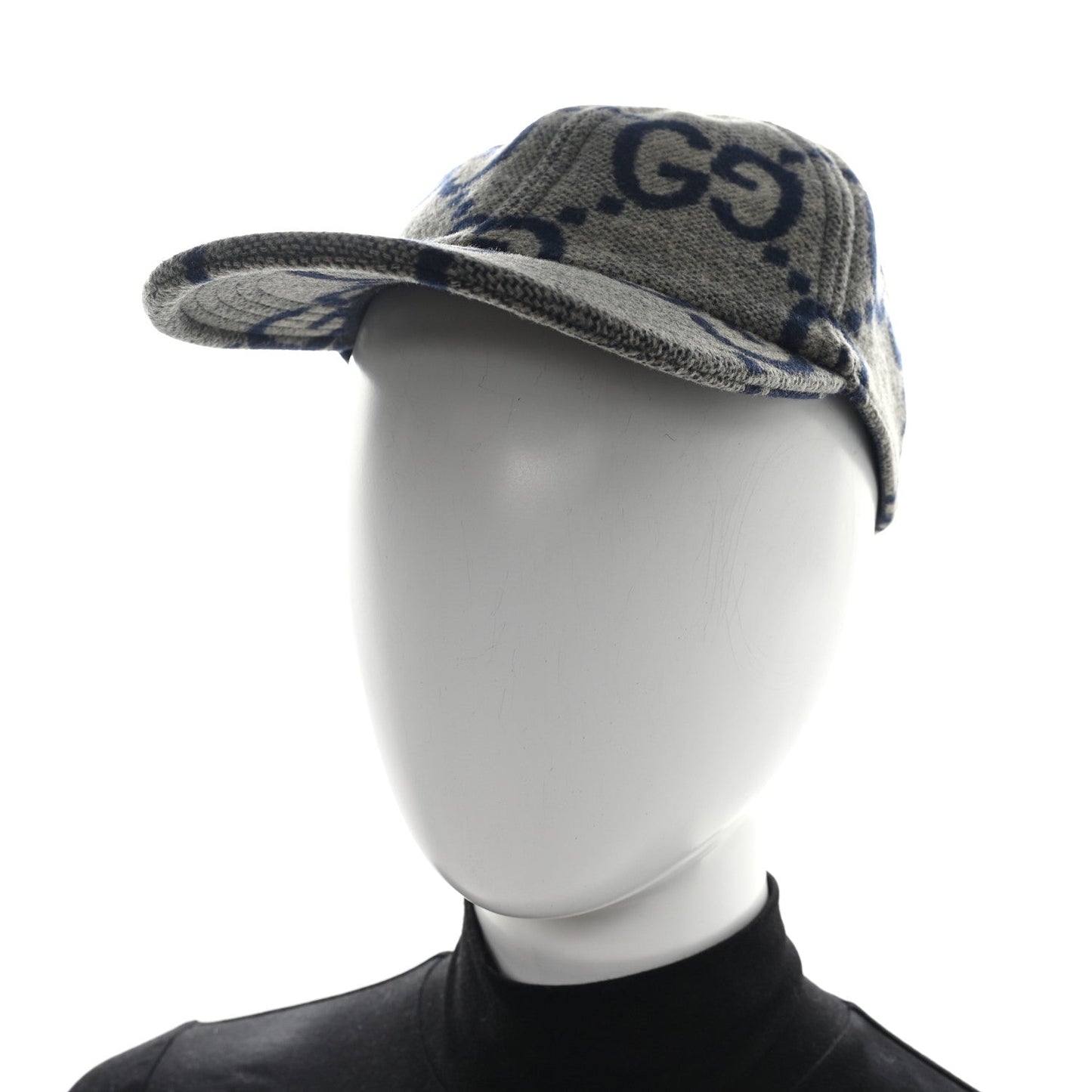 Gucci Wool Monogram Jumbo GG Antonio Baseball Hat M Grey
