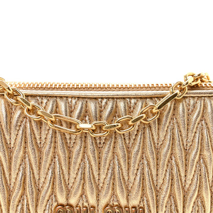 Miu Miu Metallic Nappa Matelasse Chain Shoulder Bag Platino