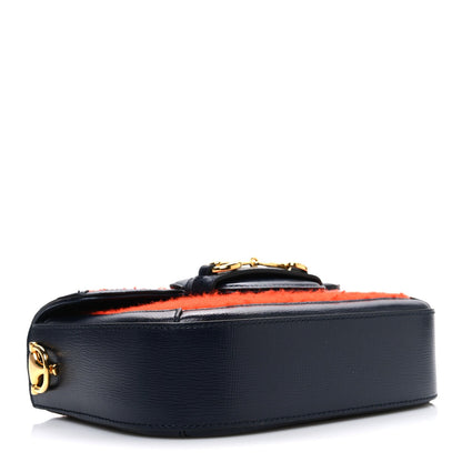 Gucci Casy Wool Azalea Calfskin Mini Horsebit 1955 Shoulder Bag Bitter Sweet Blue