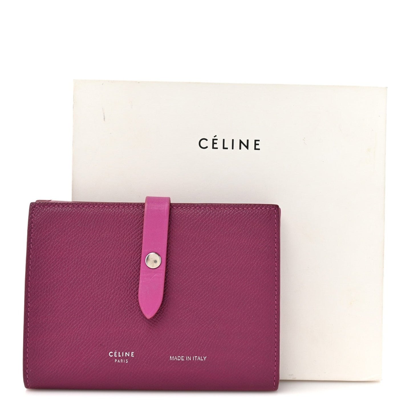 Celine Grained Calfskin Medium Multifunction Strap Wallet Magenta