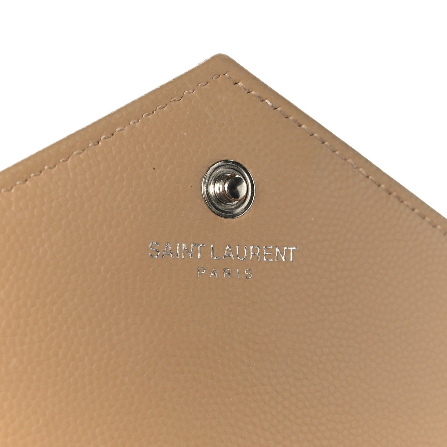 Saint Laurent Grain De Poudre Matelasse Chevron Monogram Chain Wallet Taupe