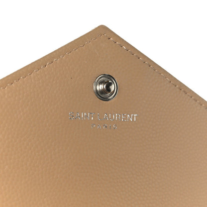 Saint Laurent Grain De Poudre Matelasse Chevron Monogram Chain Wallet Taupe