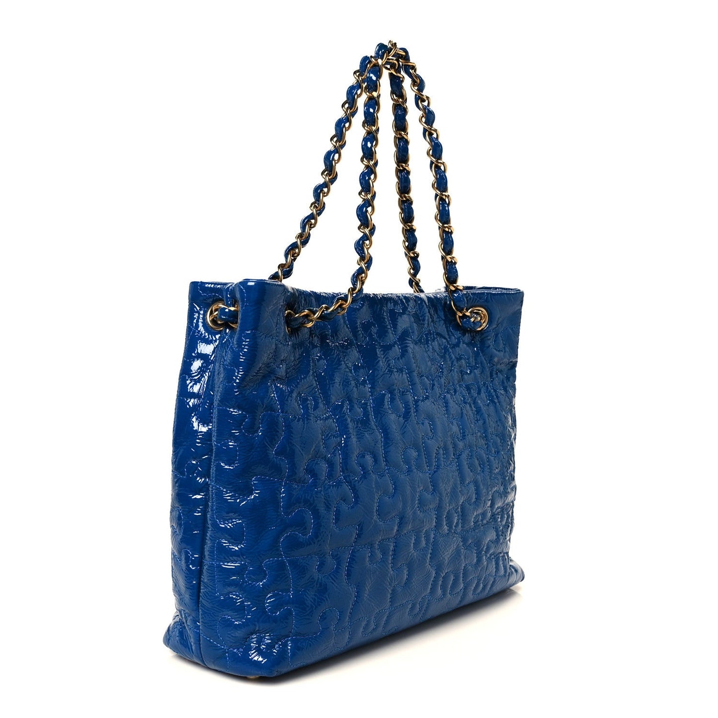 Chanel Patent Puzzle Tote Electric Blue