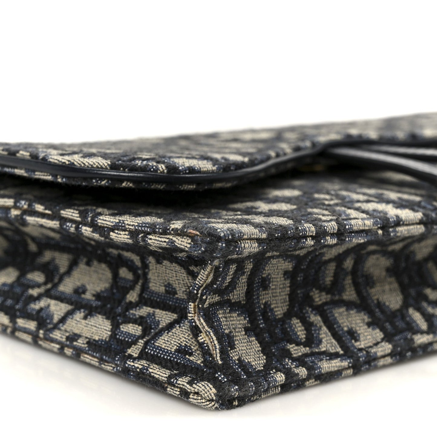 Christian Dior Oblique Saddle Chain Pouch Blue
