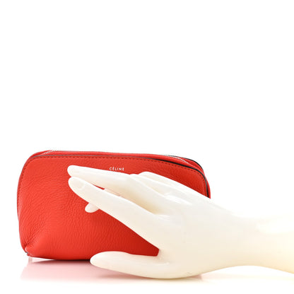 Celine Soft Grained Calfskin Cosmetic Pouch Bag Red