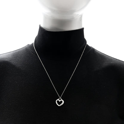 Tiffany 18K White Gold Diamond Double Heart Pendant Necklace