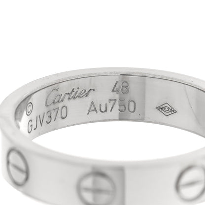 Cartier 18K White Gold Diamond 4mm LOVE Wedding Band Ring 48 4.5