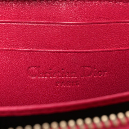Christian Dior Lambskin Cannage Mini Lady Dior Zip Portemonnaie Fuchsia