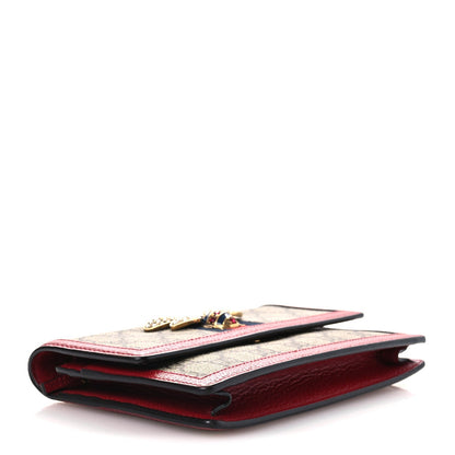 Gucci GG Supreme Monogram Web Queen Margaret Chain Wallet Red