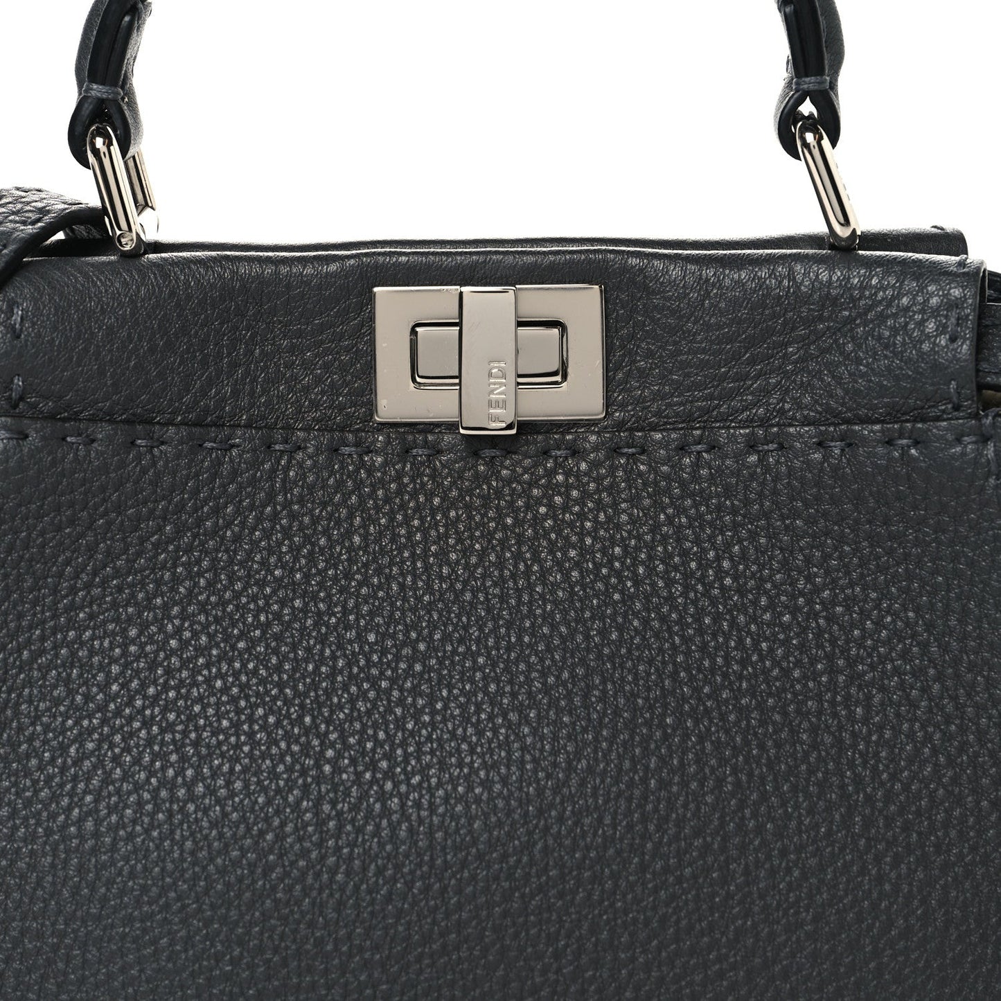 Fendi Cuoio Romano Selleria Bi-Color Mini Peekaboo Iconic Satchel Asfalto Latte