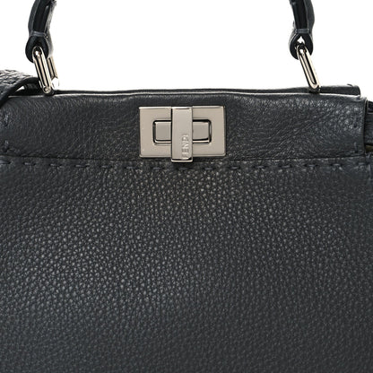 Fendi Cuoio Romano Selleria Bi-Color Mini Peekaboo Iconic Satchel Asfalto Latte