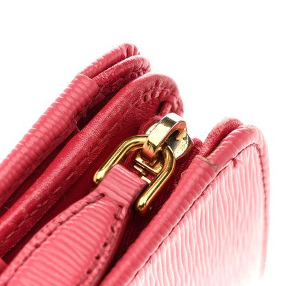 Prada Vitello Move Metal Compact Wallet Peonia