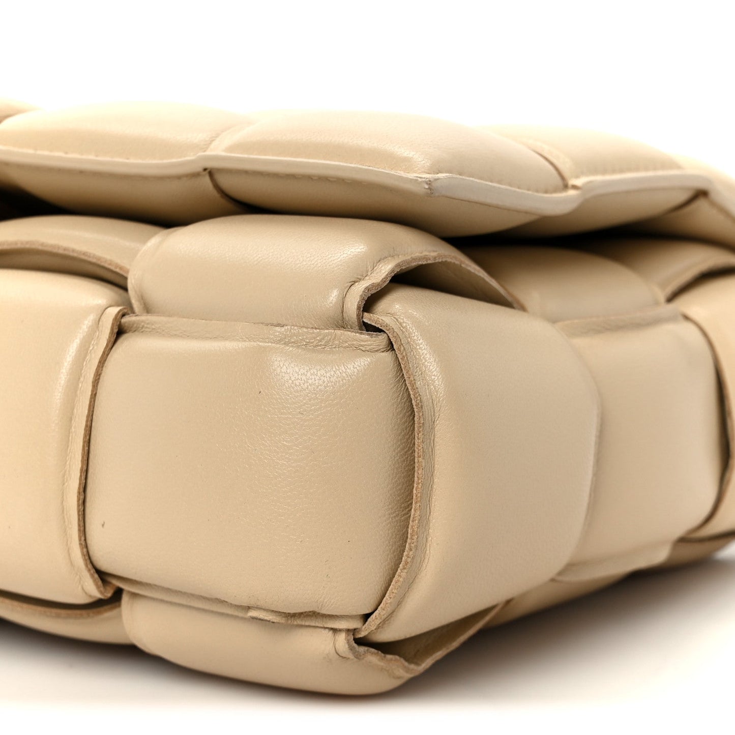 Bottega Veneta Lambskin Maxi Intreccio Padded Chain Cassette Crossbody Bag Porridge