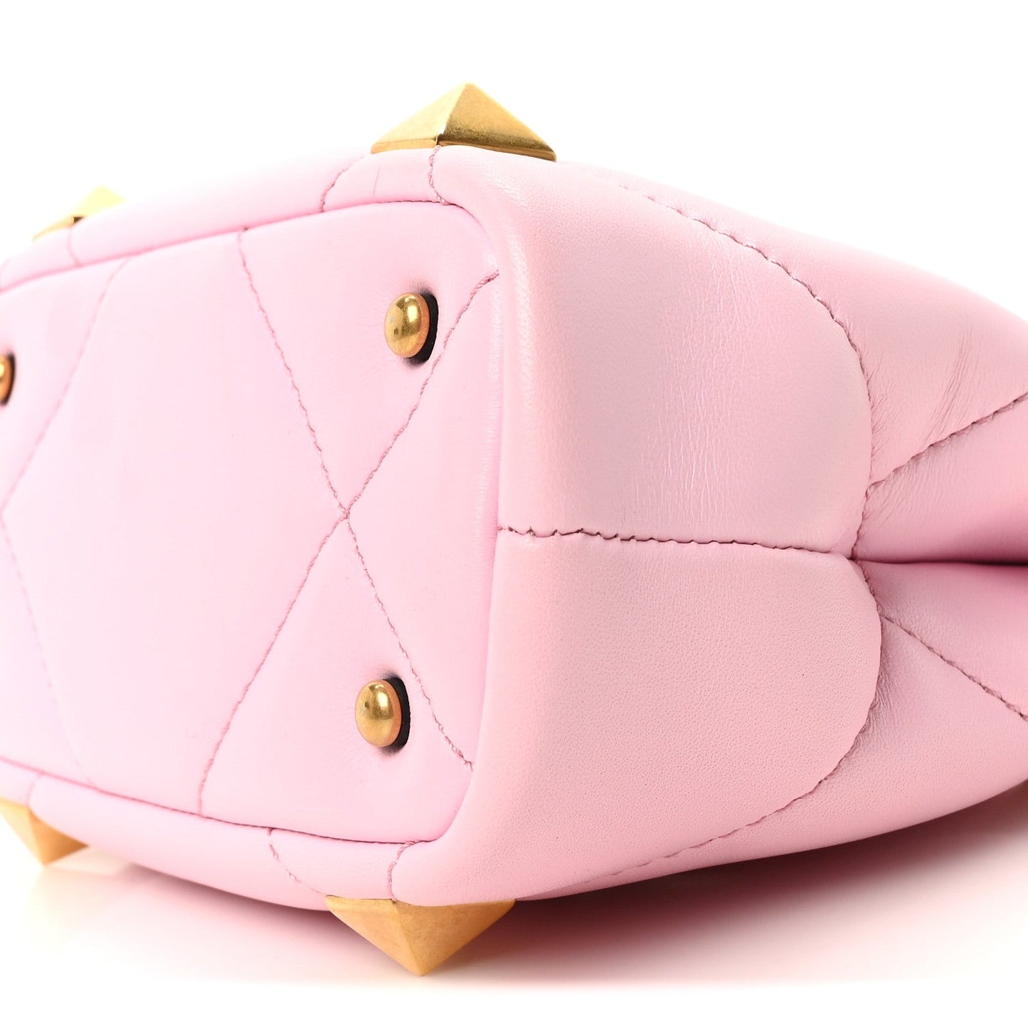 Valentino Garavani Nappa Mini Roman Stud The Handle Bag Pink Borealis