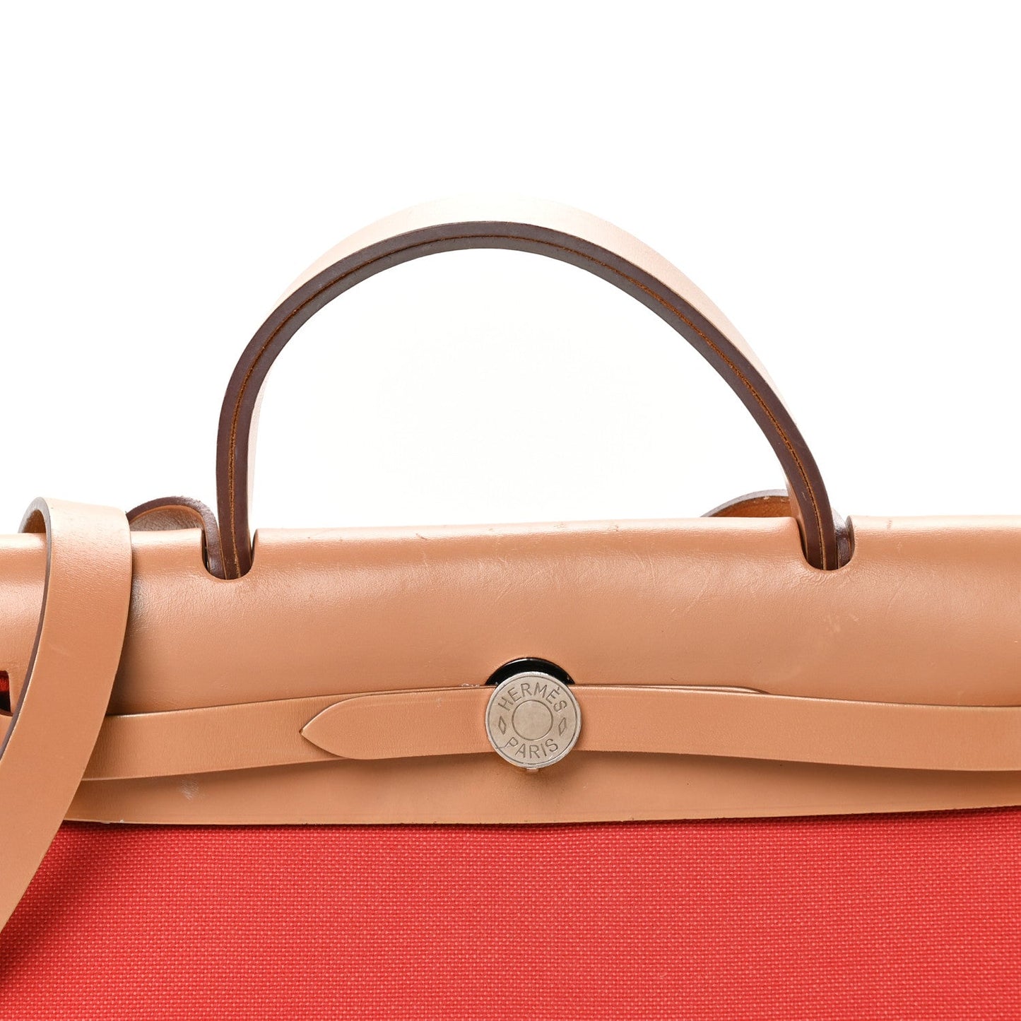 Hermes Vache Hunter Toile Herbag Zip 31 PM Rouge Tomate Natural