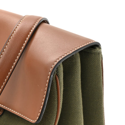 Celine Canvas Calfskin Medium Soft 16 Top Handle Bag Khaki Tan