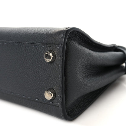 Fendi Cuoio Romano Selleria Bi-Color Mini Peekaboo Iconic Satchel Asfalto Latte