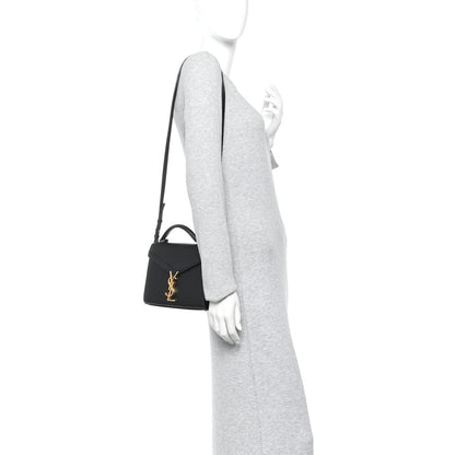 Saint Laurent Grain De Poudre Mini Classic Monogram Cassandra Top Handle Black