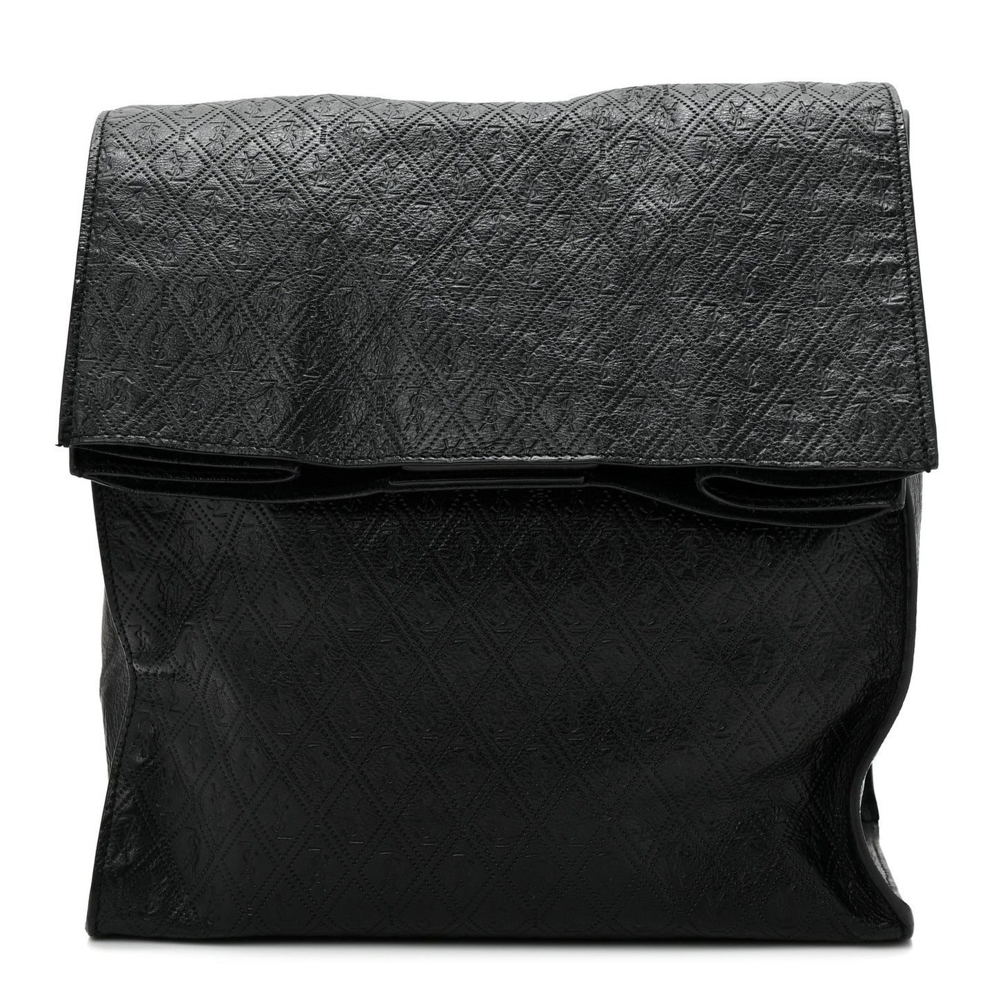 Saint Laurent Calfskin Monogram Deli Paper Bag  Vintage Black