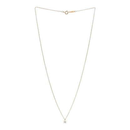 Tiffany 18K Rose Gold Diamond .17ct Solitaire Pendant Necklace
