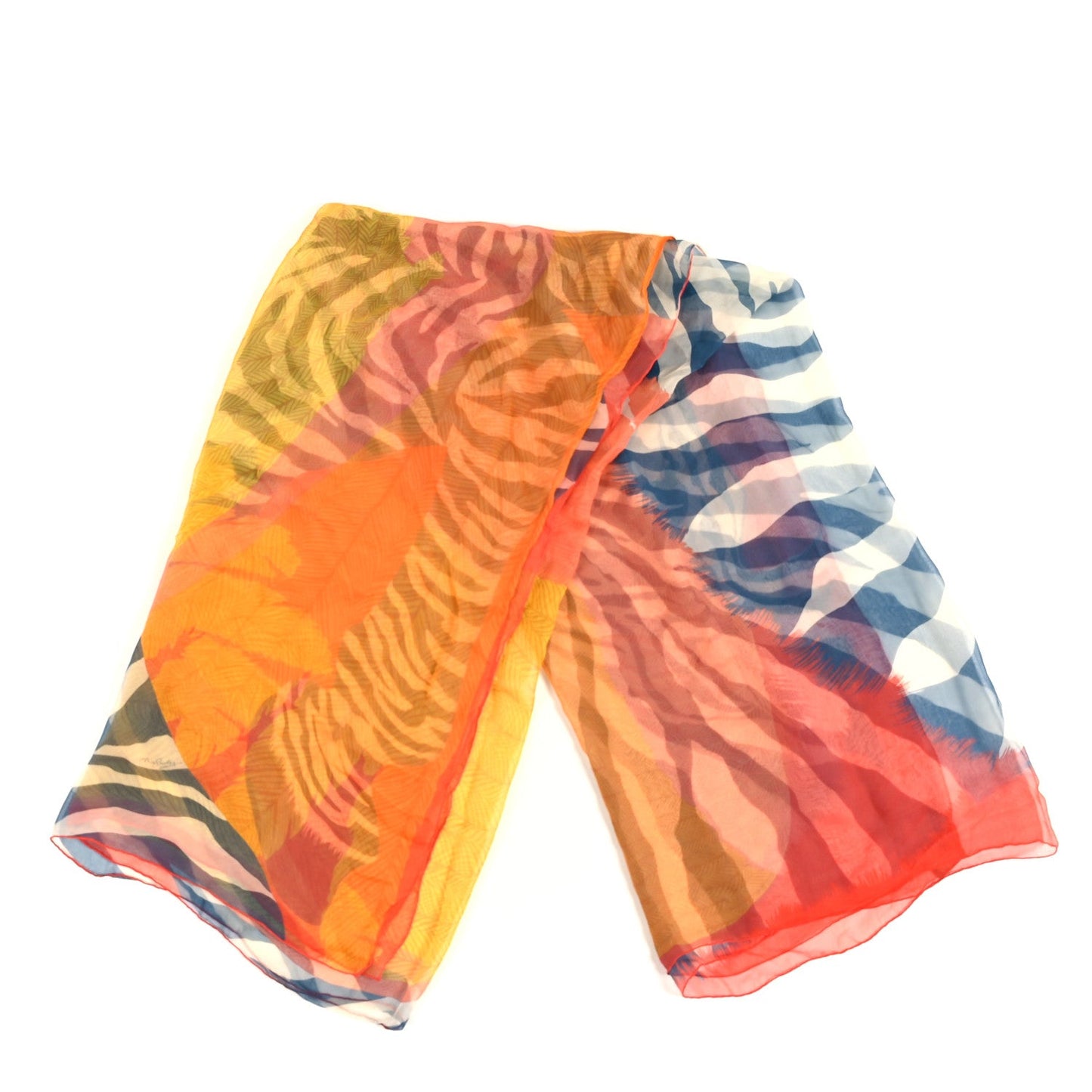 Hermes Silk Mousseline Zebra Pegasus Shawl 140