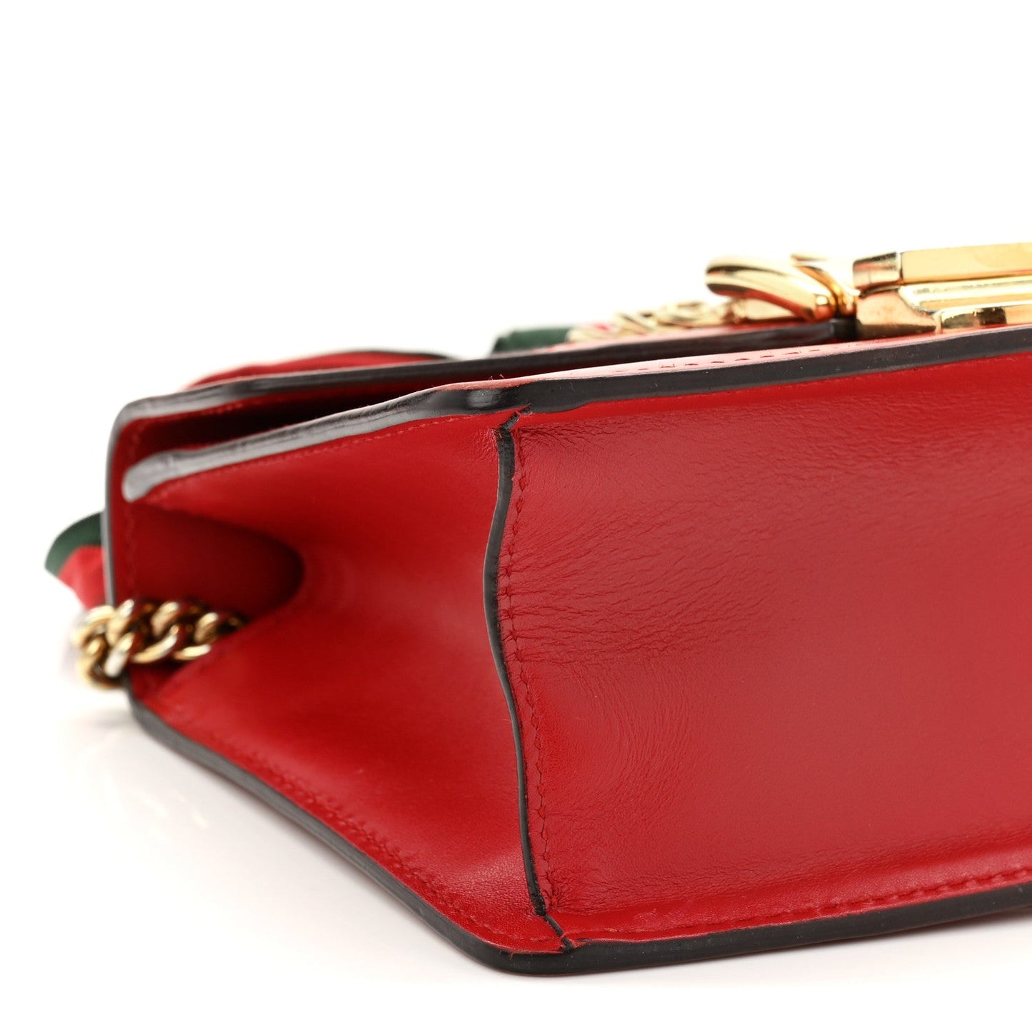 Gucci Calfskin Mini Sylvie Chain Shoulder Bag Hibiscus Red