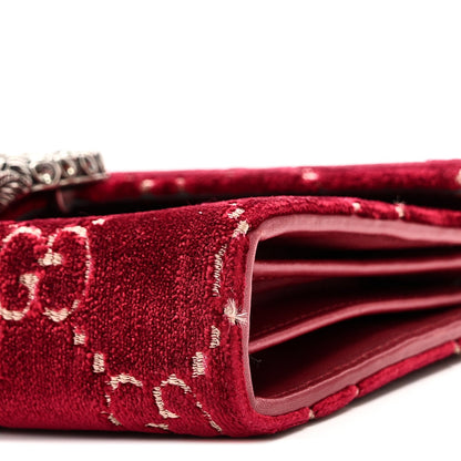 Gucci Velvet GG Monogram Mini Dionysus Chain Wallet Red Cipria