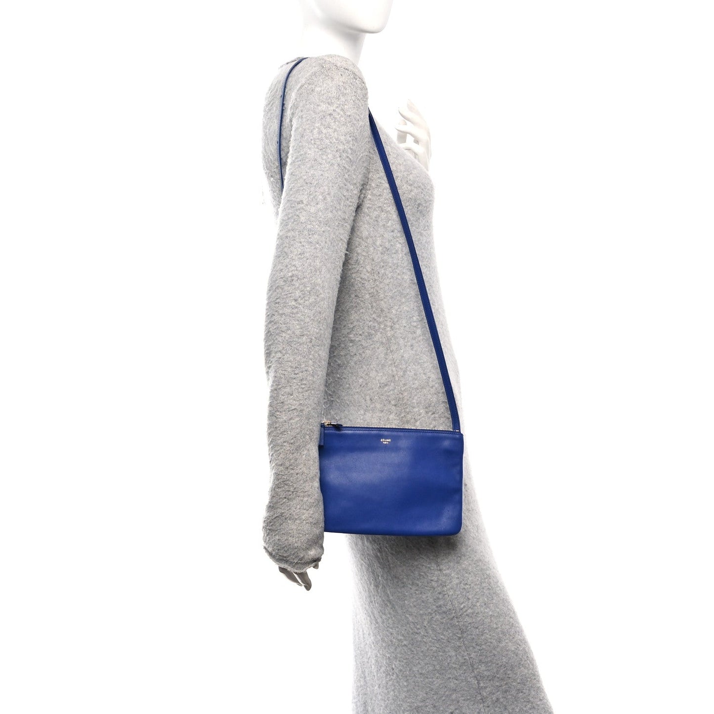 Celine Lambskin Small Trio Crossbody Bag Indigo
