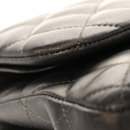 Chanel Metallic Lambskin Quilted Jumbo Double Flap Pewter