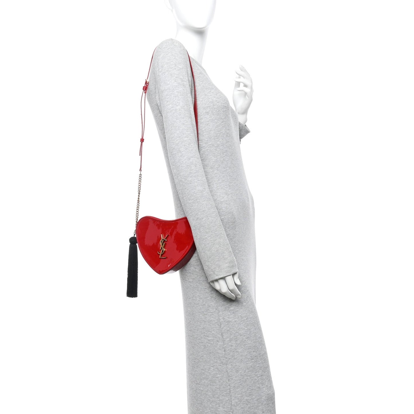 Saint Laurent Patent Heart Monogram Crossbody Red