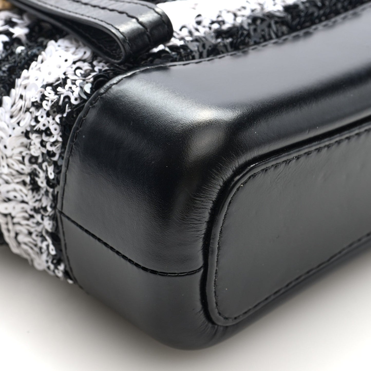 Chanel Sequin Calfskin Small Gabrielle Hobo Black White