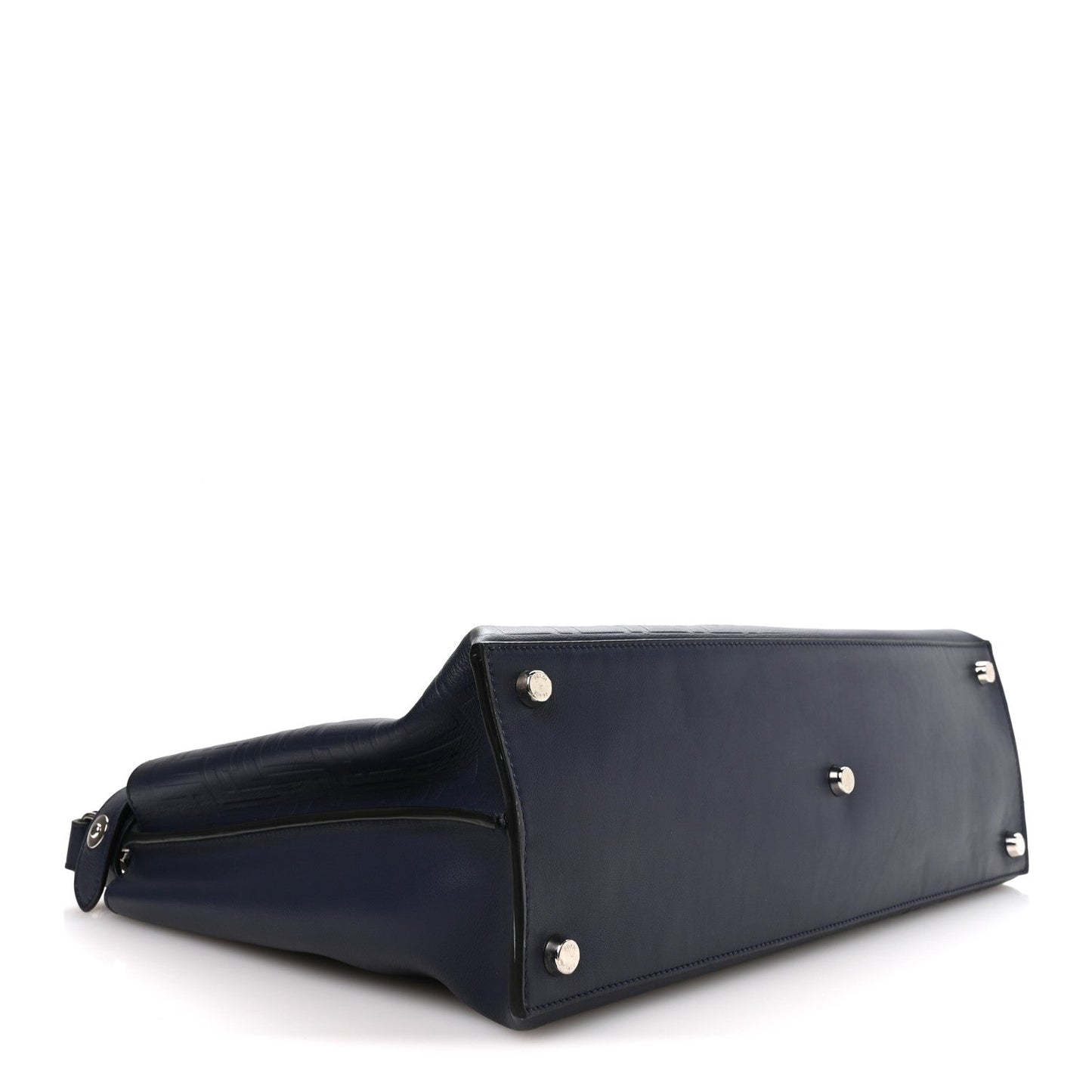 Fendi Calfskin Embossed Large Peekaboo Iconic Fit Satchel Blueberry